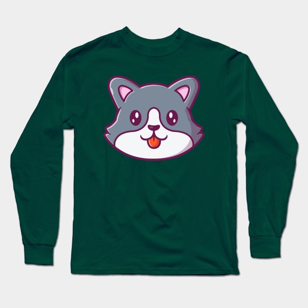 Cute Dog Face Cartoon (9) Long Sleeve T-Shirt by Catalyst Labs